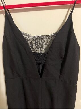 The Vintage Shop Black Lace-Trim Jumpsuit